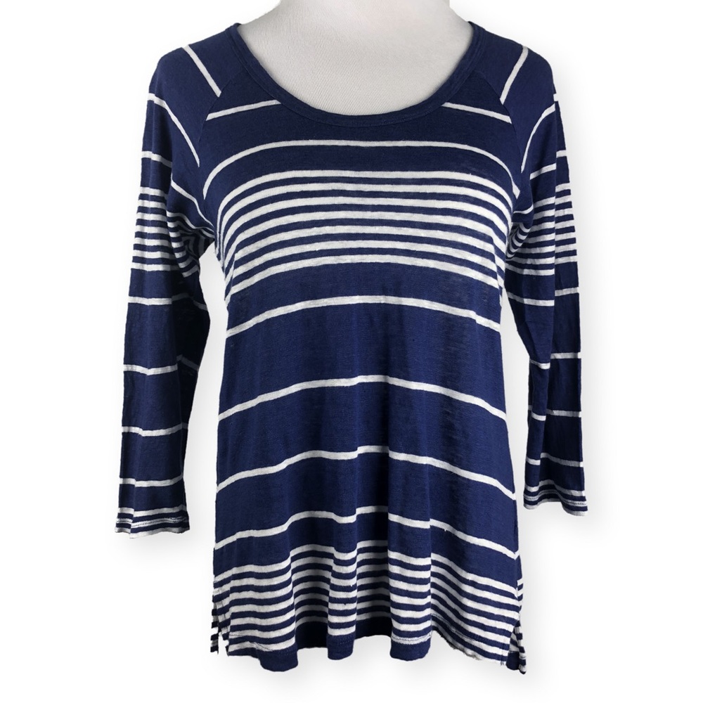 Joie XS Woman’s Top Blue White Striped 3/4 Sleeve